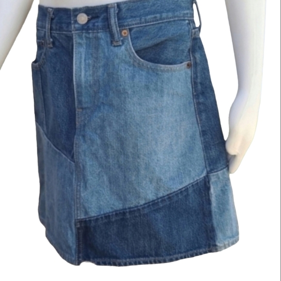 Vintage LEVI'S Jeans Redone Upcycled Patchwork Jean Skirt S Denim Mini - Picture 8 of 16